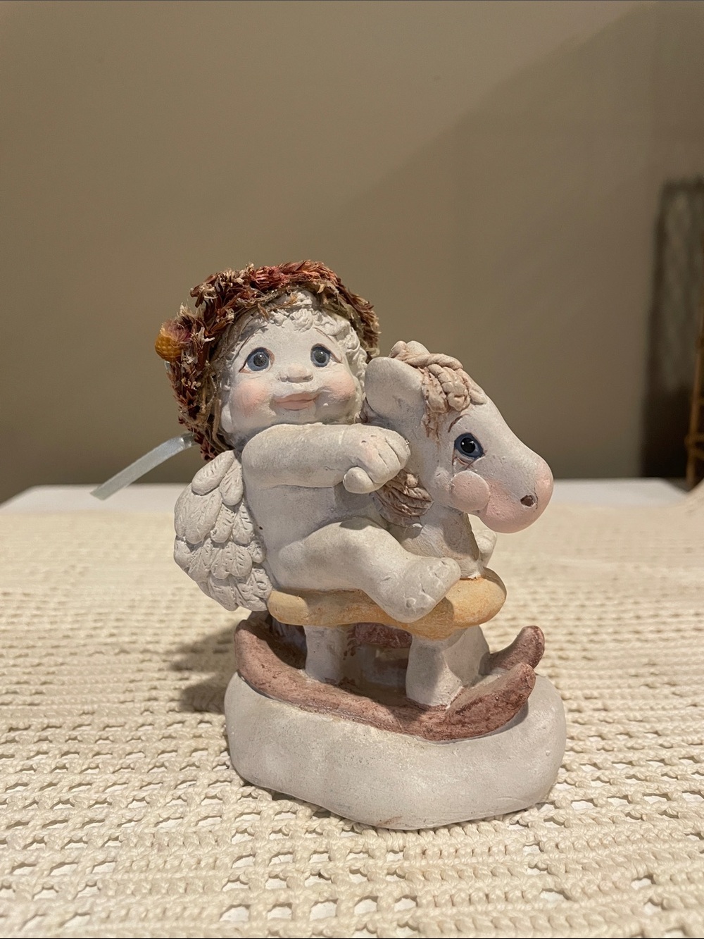 Vintage dreamsicle range rider  Figurine - White and Pink- 90’s